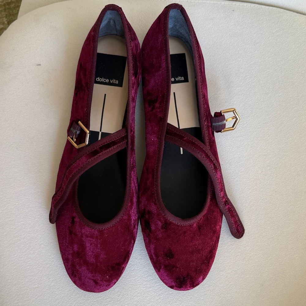 Dolce Vita Maroon Velvet Flats